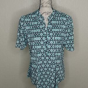 Juniper + Lime Geometric Print Top Size M